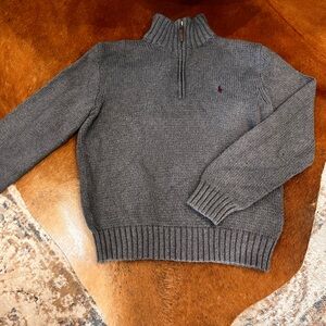 Polo Ralph Lauren Gray Knit Quarter Zip Sweater Kid’s Size L 🐎